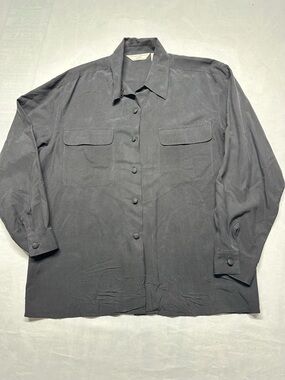 VTG Peter Martin Silk Collection 100% Silk Black Blouse M